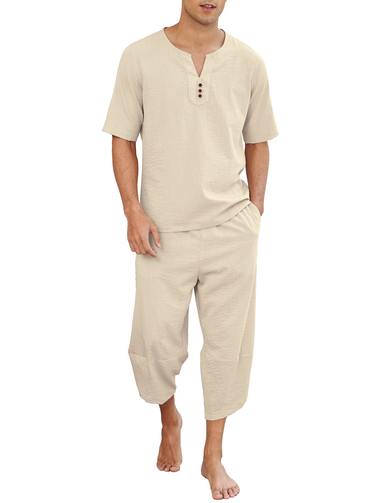 Coofandy 2 Pieces Linen Style Set Outfits (US Only) Sets coofandy Khaki S