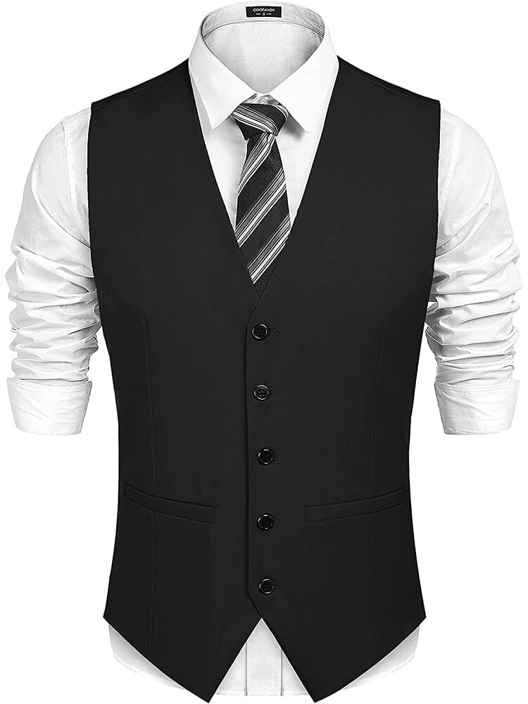 2-Piece Two Button Solid Prom Tuxedo Blazer Vest Set (US Only)