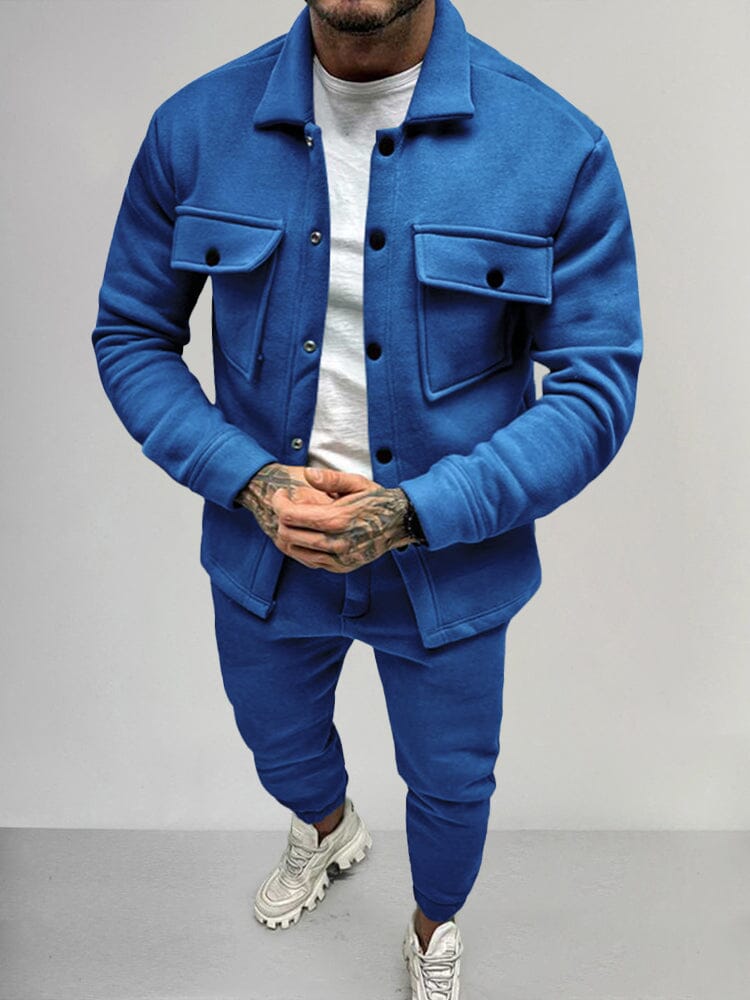 Casual Suede 2-Piece Set Sets coofandy Royal Blue M