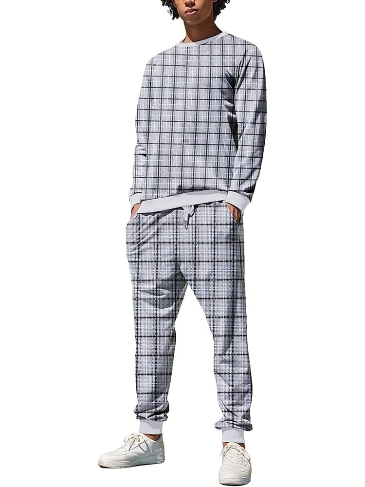 2-Piece Athletic Casual Tracksuit (US Only) Tracksuits COOFANDY Store Plaid S