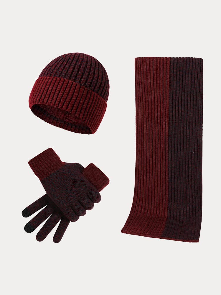 Winter Essential Warm 3-in-1 Set Accessories coofandystore Wine Red One Size