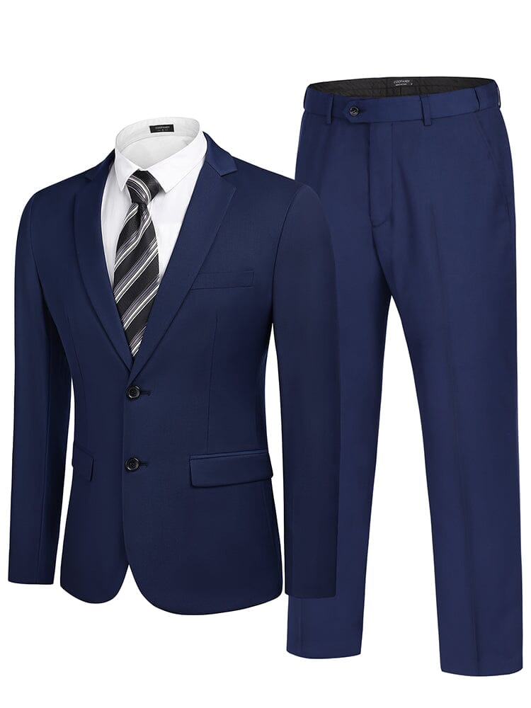 Classic 2-Piece Dress Suit (US Only) Suit Set coofandy Navy Blue S