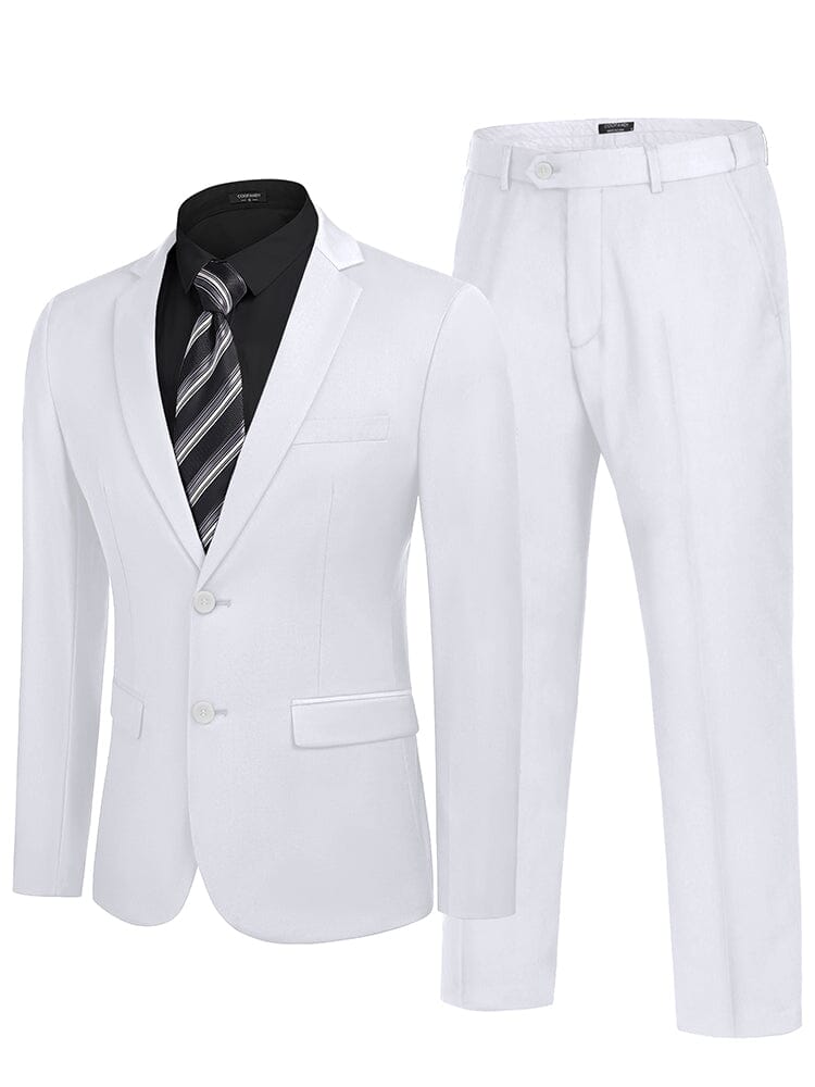 Classic 2-Piece Dress Suit (US Only) Suit Set coofandy White S