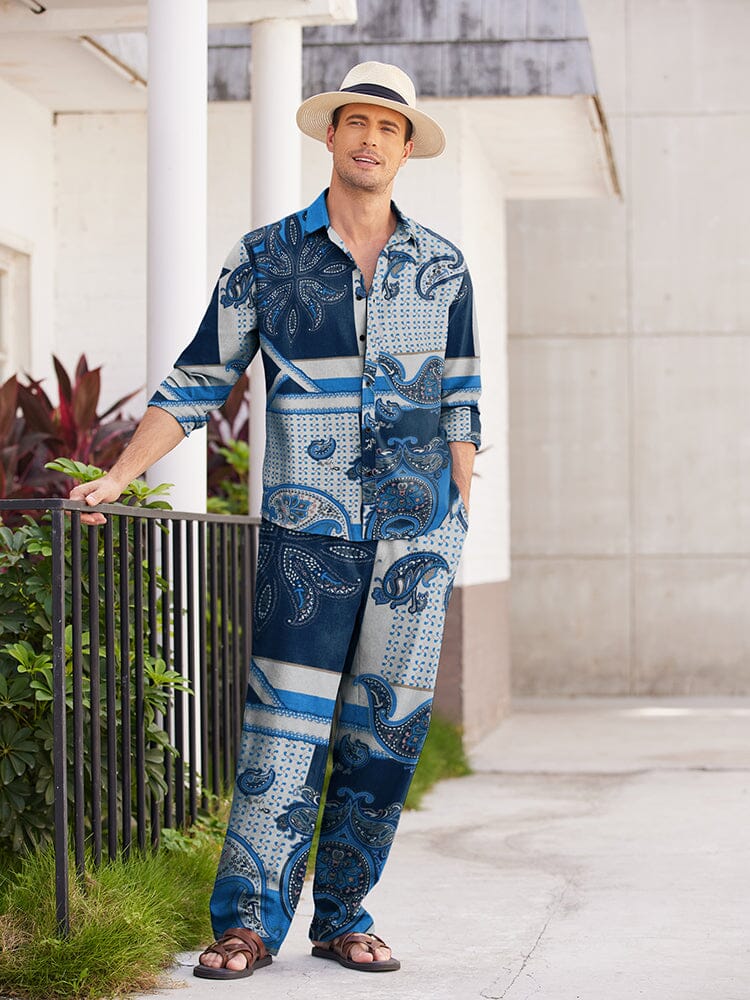 Casual Linen 2 Piece Beach Set (US Only) Sets coofandystore Blue Paisley S
