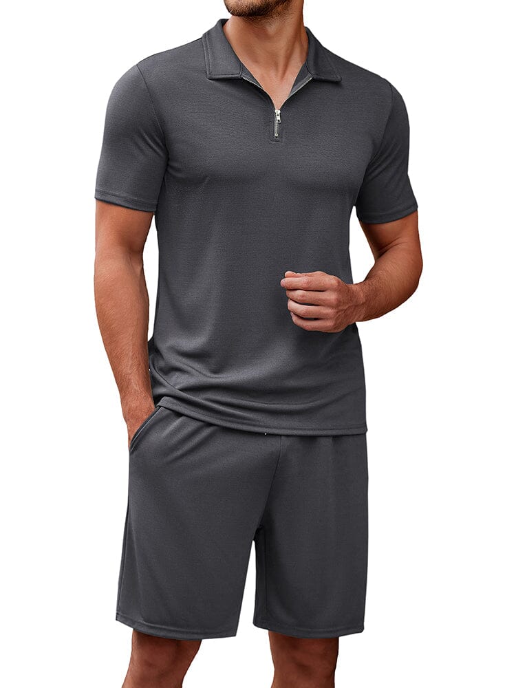 Clasic Casual Polo Shirt Set (US Only) Sets coofandy Dark Grey S
