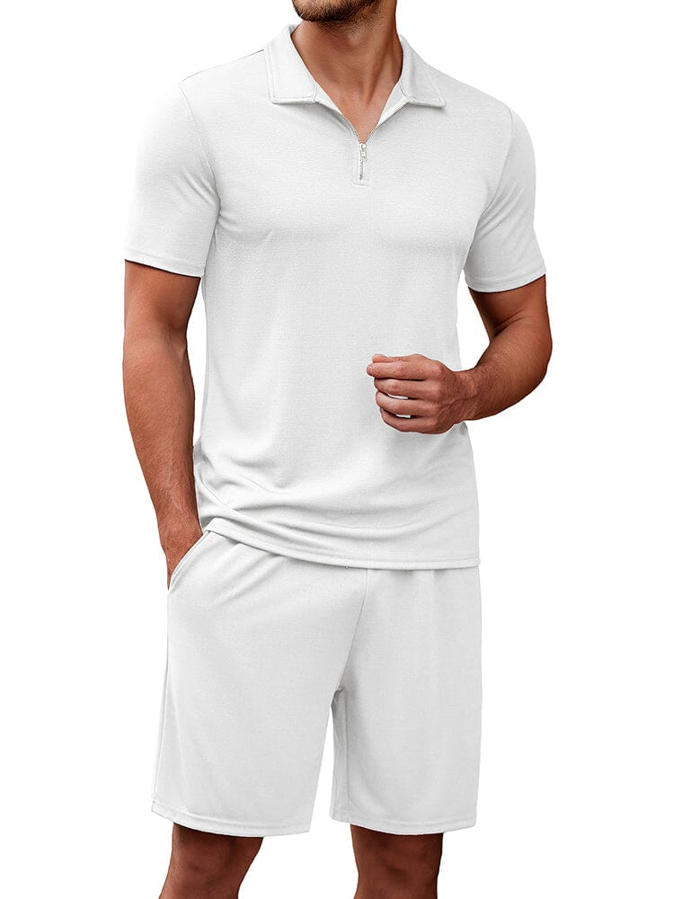 Clasic Casual Polo Shirt Set (US Only) Sets coofandy White S
