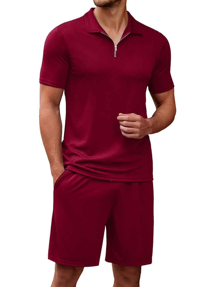 Clasic Casual Polo Shirt Set (US Only) Sets coofandy Wine Red S