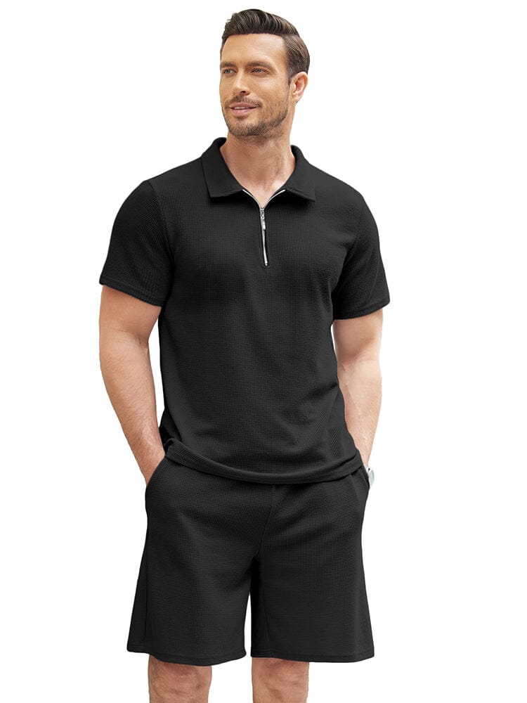 Casual 2 Piece Polo Set (US Only) Sets coofandy Black S
