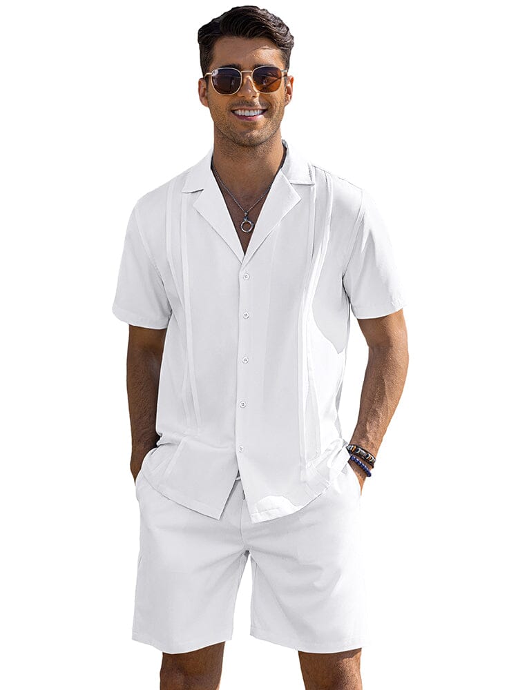 Casual Solid Beach Outfits Set (US Only) Sets coofandy White S