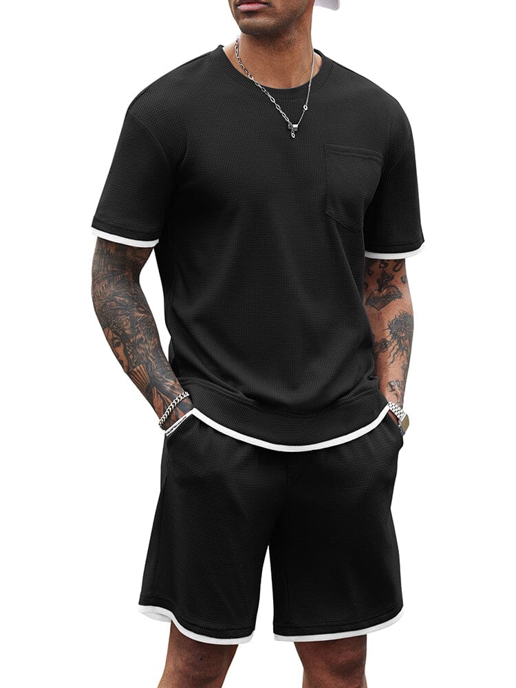 Athletic Gym Short Sleeve Sport Set (Us Only) Sports Set Coofandy's Black S