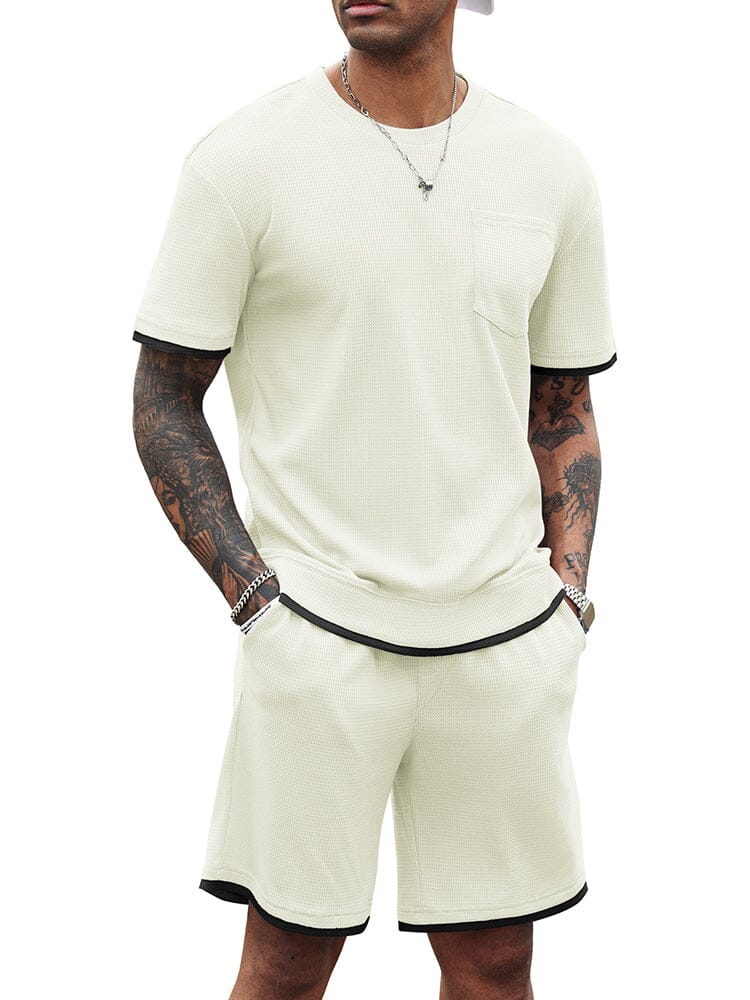 Athletic Gym Short Sleeve Sport Set (Us Only) Sports Set Coofandy's Beige S