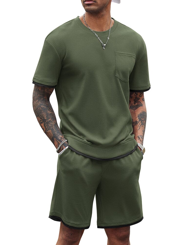 Athletic Gym Short Sleeve Sport Set (Us Only) Sports Set Coofandy's Olive Green S