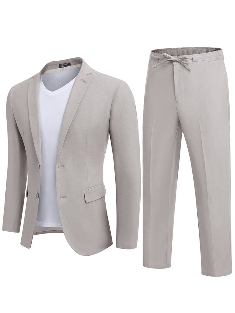 Casual Linen Blend 2-Piece Suit Sets (US Only) Suit Set coofandy Grey S