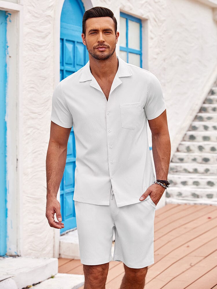 Casual Timeless Summer Shirts Set (US Only) Sets coofandy White S