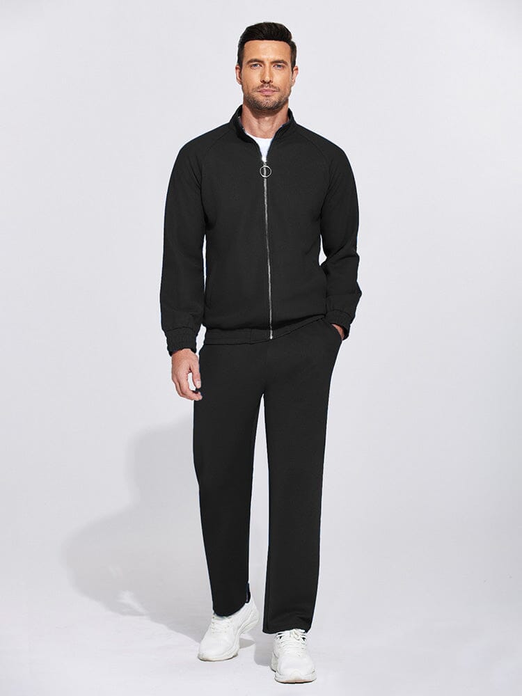 Athletic 2-Piece Sweatsuits (US Only) Sports Set coofandy Black S