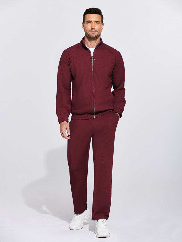 Athletic 2-Piece Sweatsuits (US Only) Sports Set coofandy Wine Red S