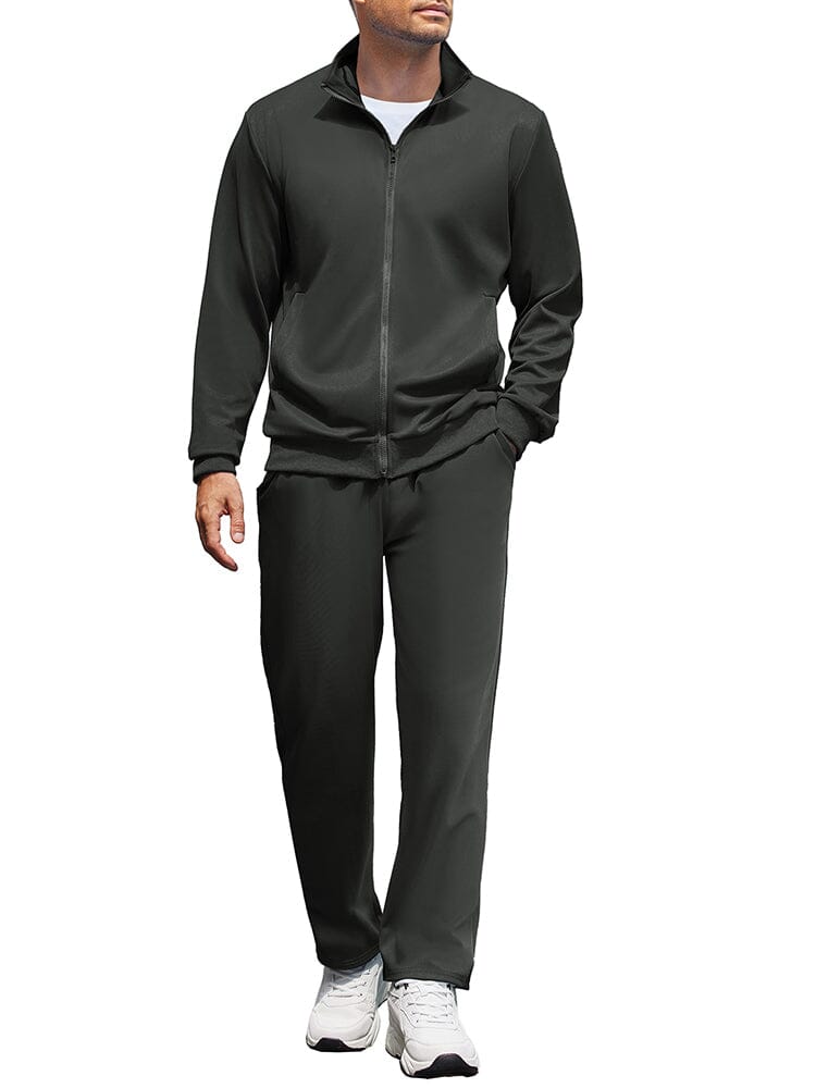 Casual Full Zip Tracksuit Set (US Only) Sports Set coofandy Dark Grey S
