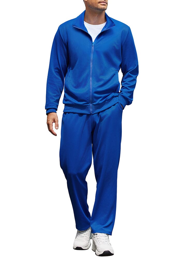 Casual Full Zip Tracksuit Set (US Only) Sports Set coofandy Blue S