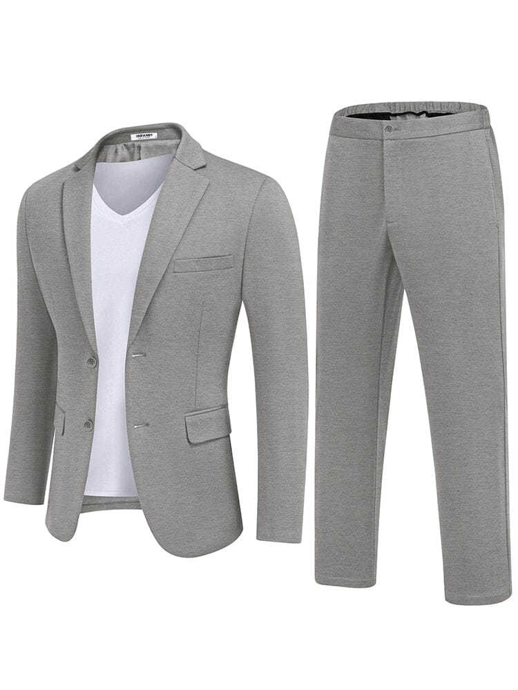 Casual 2-Piece Blazer Set (US Only) Suit Set coofandy Light Grey S