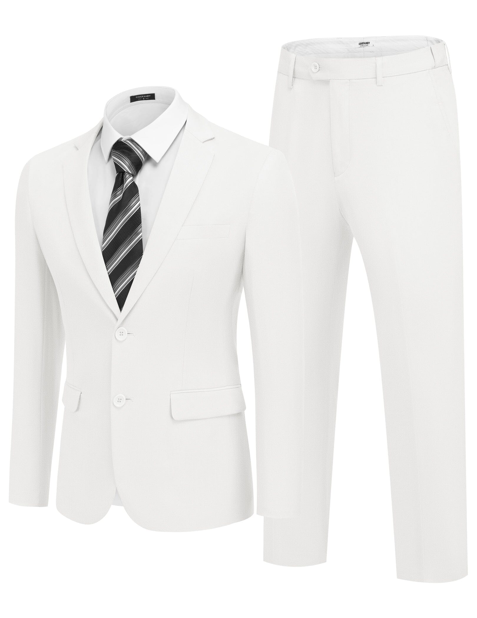 Casual Premium 2-Piece Suit Sets (US Only) Suit Set coofandy White S