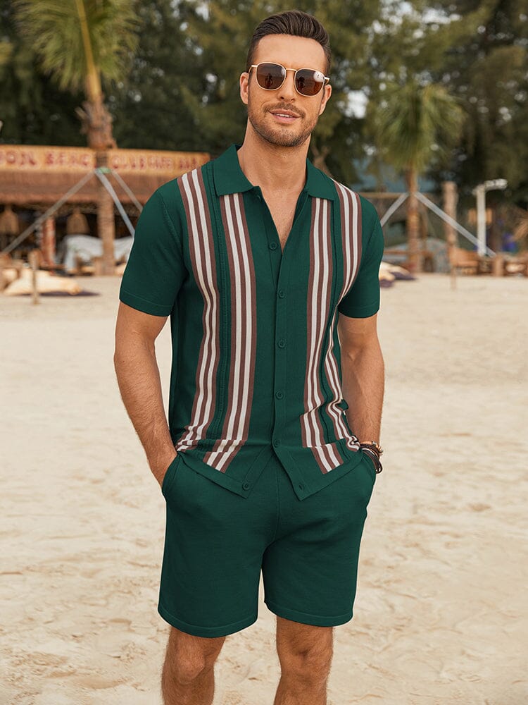 Casual Vintage Beach Knit Sets (US Only) Beach Sets coofandy Green S