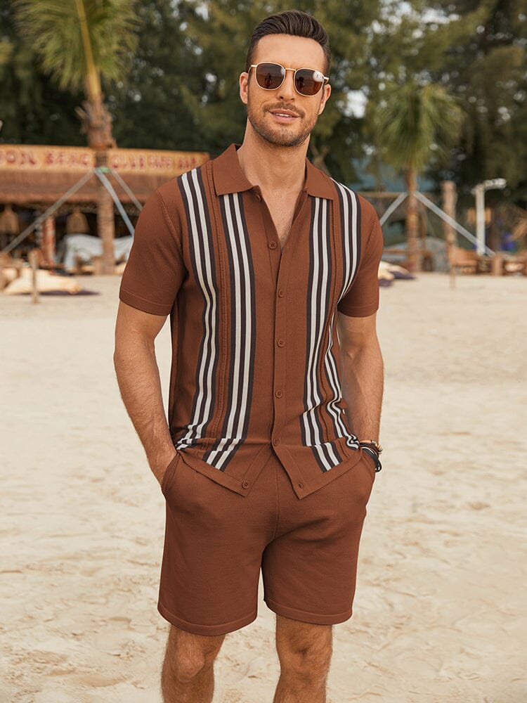 Casual Vintage Beach Knit Sets (US Only) Beach Sets coofandy Brown S