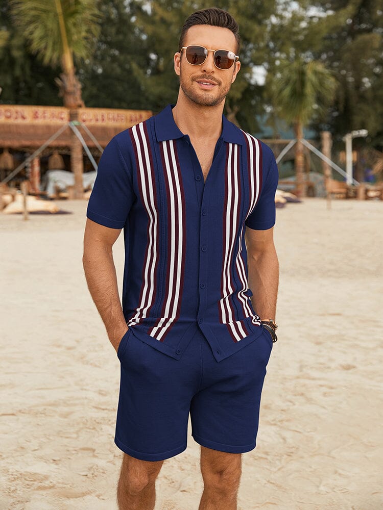 Casual Vintage Beach Knit Sets (US Only) Beach Sets coofandy Navy Blue S