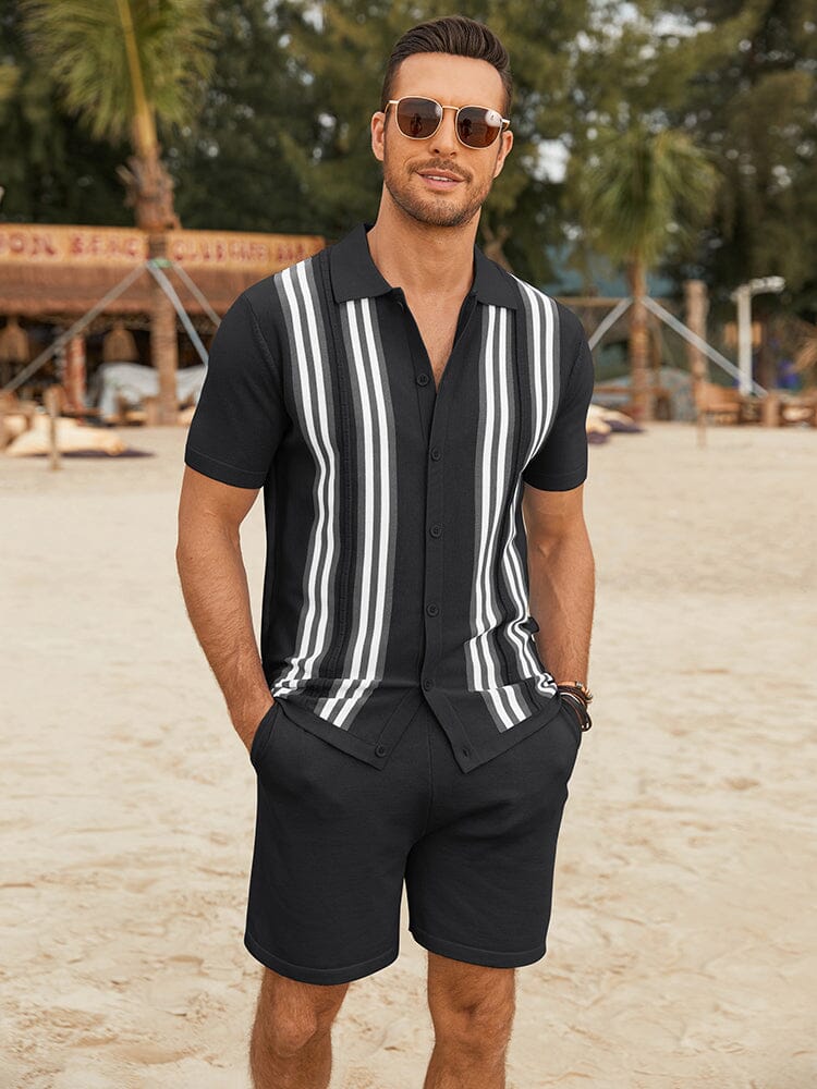 Casual Vintage Beach Knit Sets (US Only) Beach Sets coofandy Black S