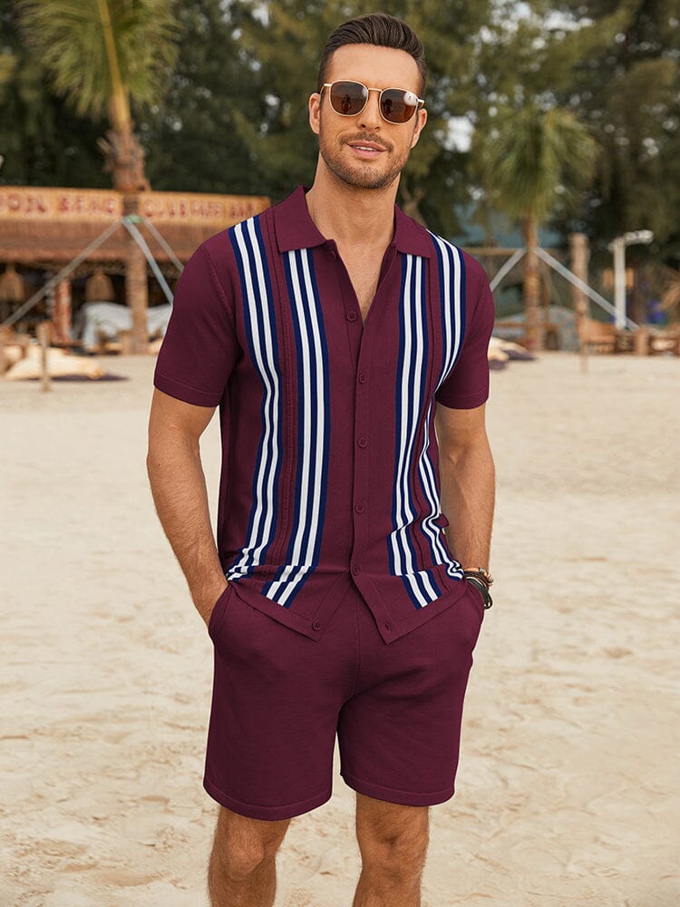 Casual Vintage Beach Knit Sets (US Only) Beach Sets coofandy Dark Red S