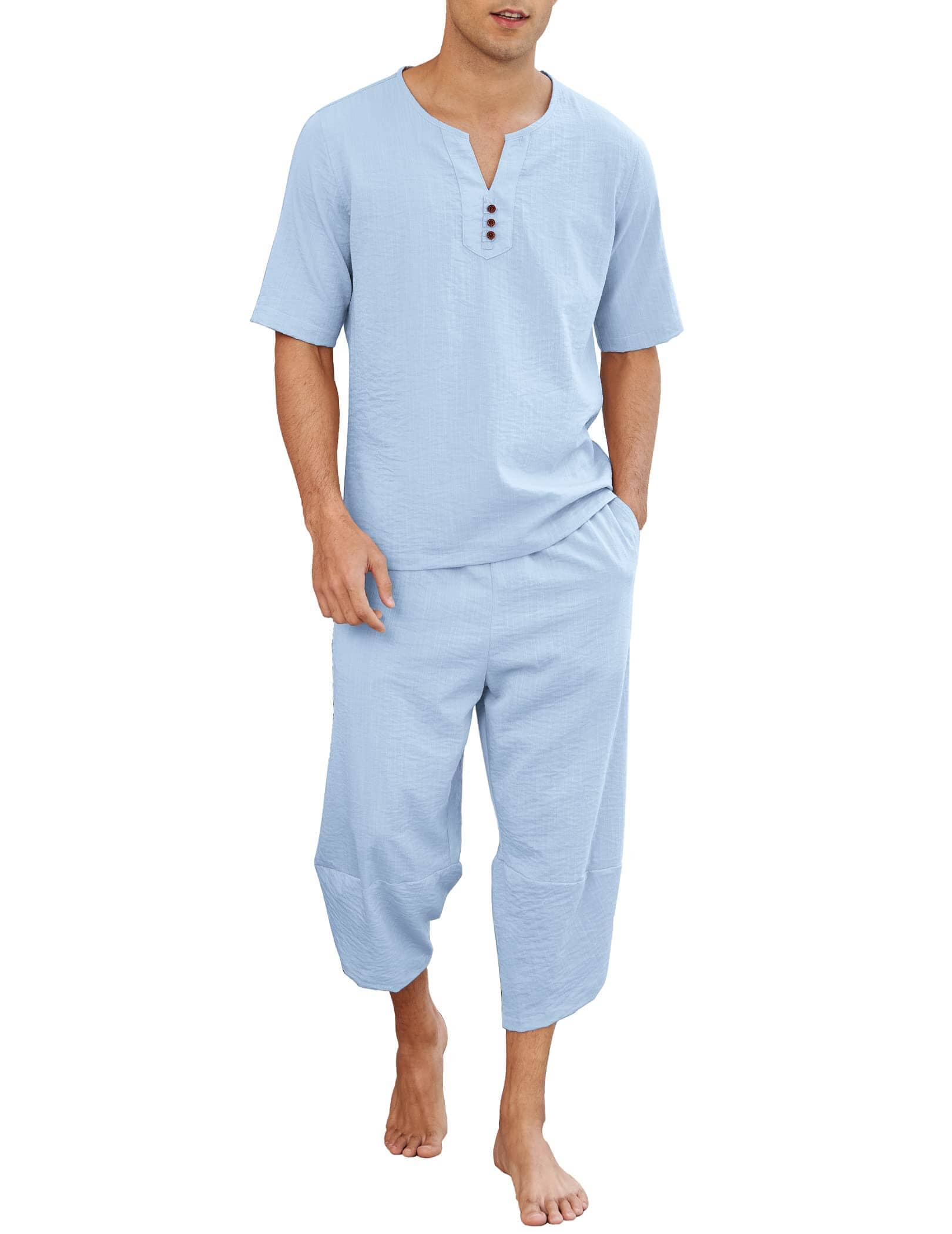 Coofandy 2 Pieces Linen Style Set Outfits (US Only) Sets coofandy Blue S