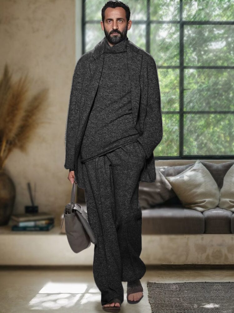 Casual Minimalism 3-Piece Outfits Sets coofandy Black M