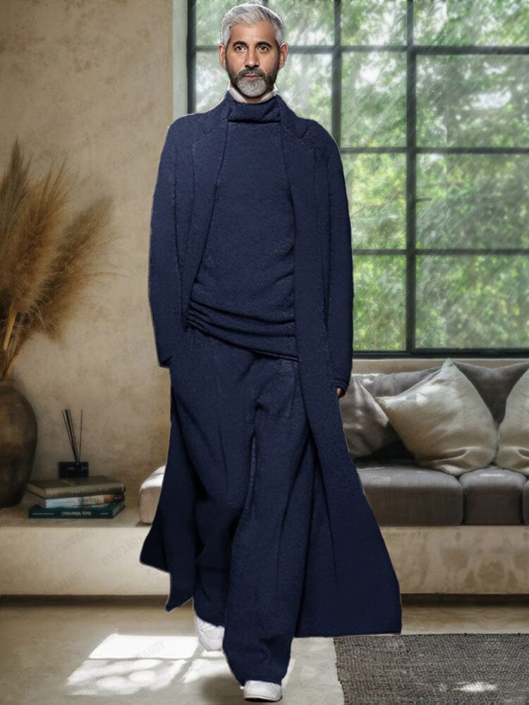 Casual Soft Simple 3-Piece Set Sets coofandy Navy Blue M