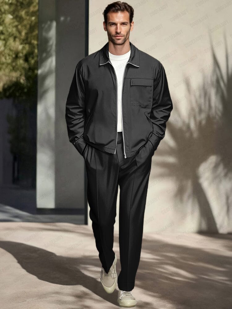 Cargo Style Jacket Pants Set Sets coofandy Black M