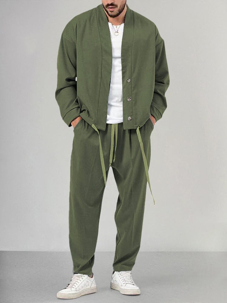 Casual 2-Piece Jacket Sets Sets coofandy Army Green M