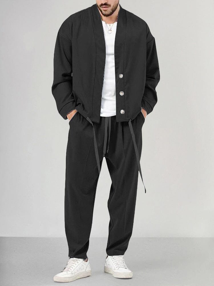 Casual 2-Piece Jacket Sets Sets coofandy Black M