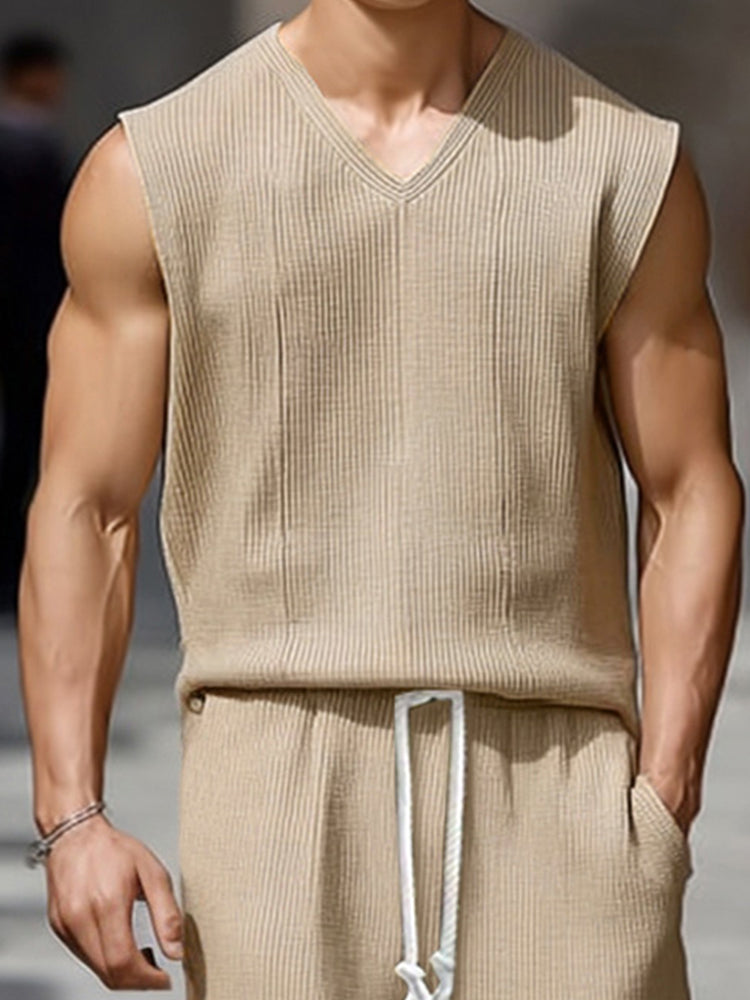 Comfort Stripe Textured Casual Set