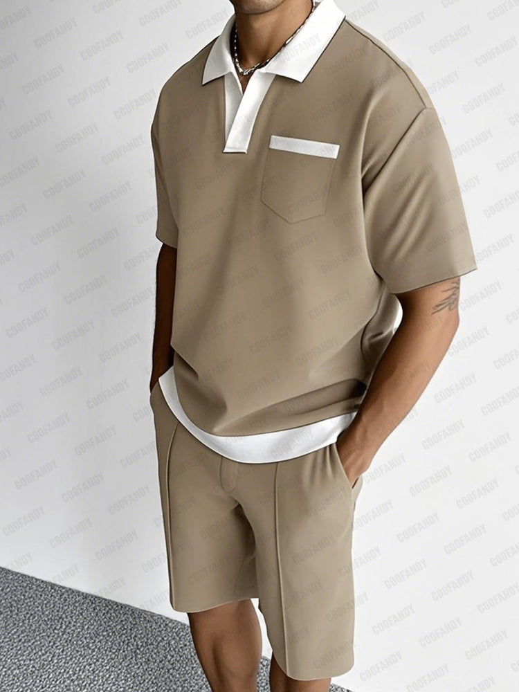 Minimalist Color Block Casual Set