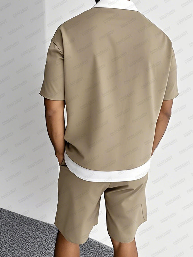 Minimalist Color Block Casual Set