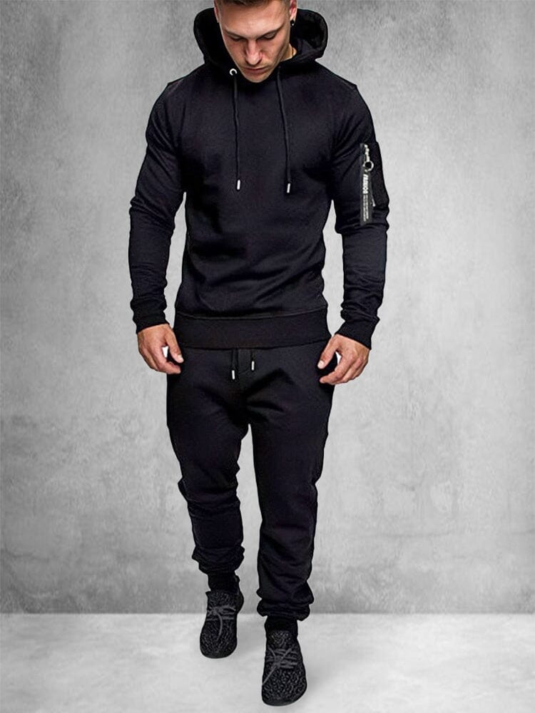 Coofandy Trendy Zip Up Hooded Sports Sets Sports Set coofandystore Black M