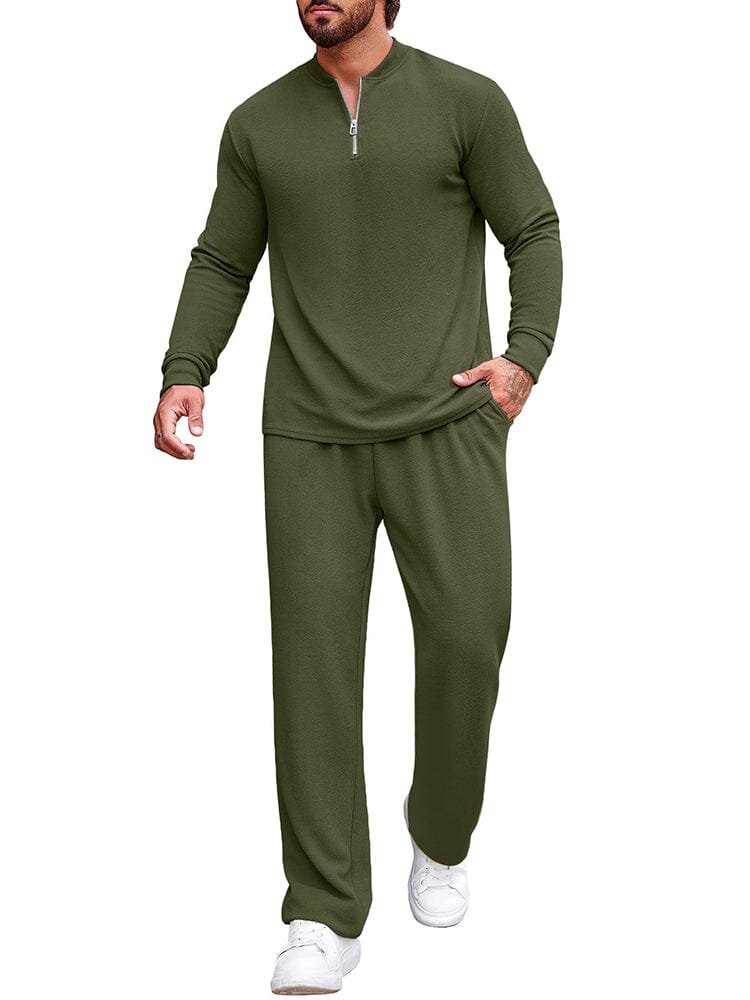 Athleisure Polo Jogging Outfits (US Only) Sets coofandy Army Green S