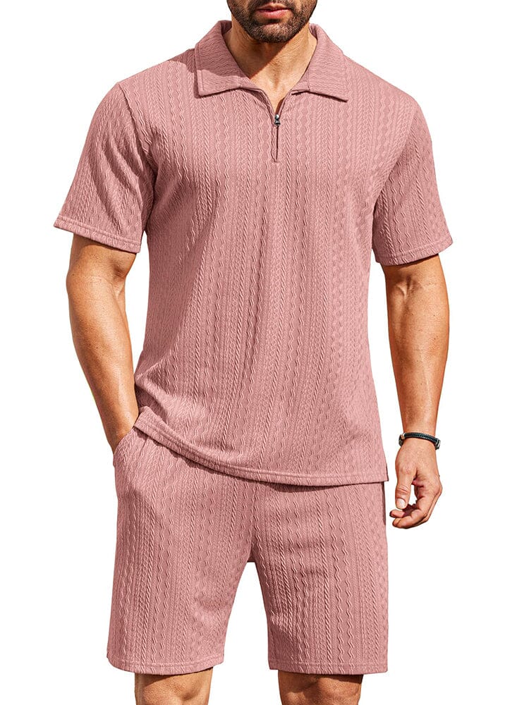 Athleisure 2 Pieces Jogging Outfits Sets coofandy Pink S