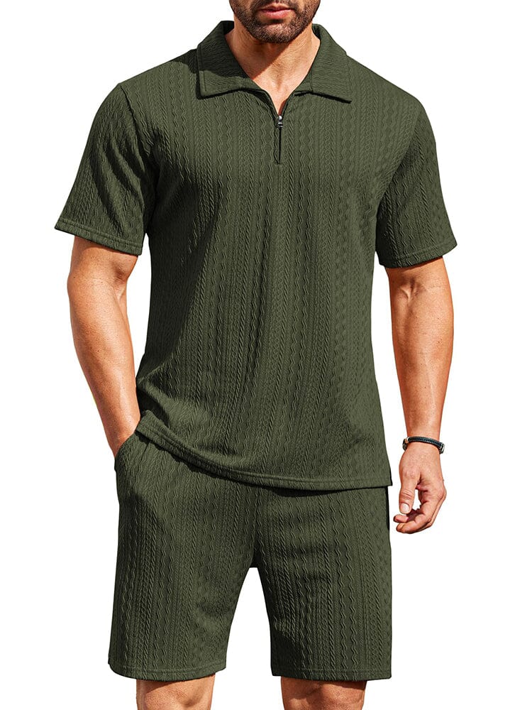 Athleisure 2 Pieces Jogging Outfits Sets coofandy Army Green S