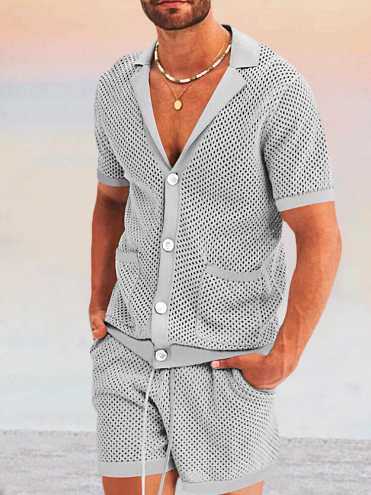 Casual Breathable Mesh Kintted Set Sets coofandystore Light Grey S