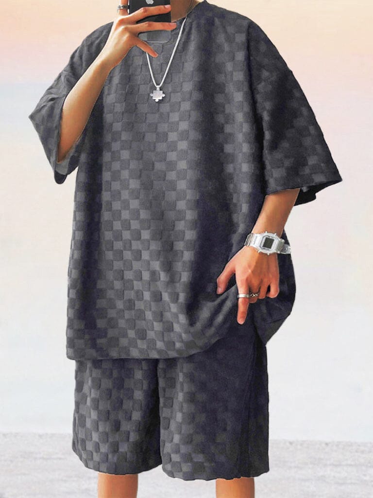 Casual Loose Fit T-shirt Set Sets coofandystore Black M