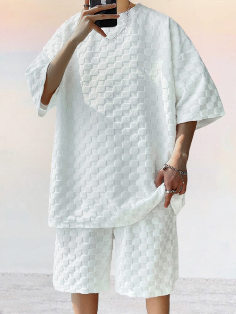 Casual Loose Fit T-shirt Set Sets coofandystore White M