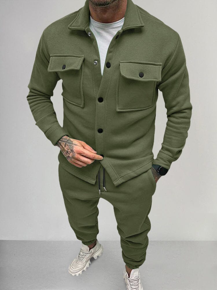 Casual Suede 2-Piece Set Sets coofandy Army Green M