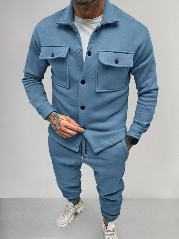 Casual Suede 2-Piece Set Sets coofandy Light Blue M