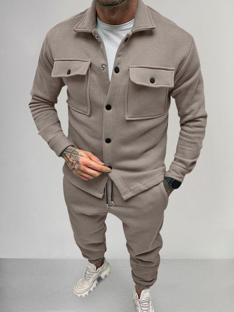 Casual Suede 2-Piece Set Sets coofandy Camel M