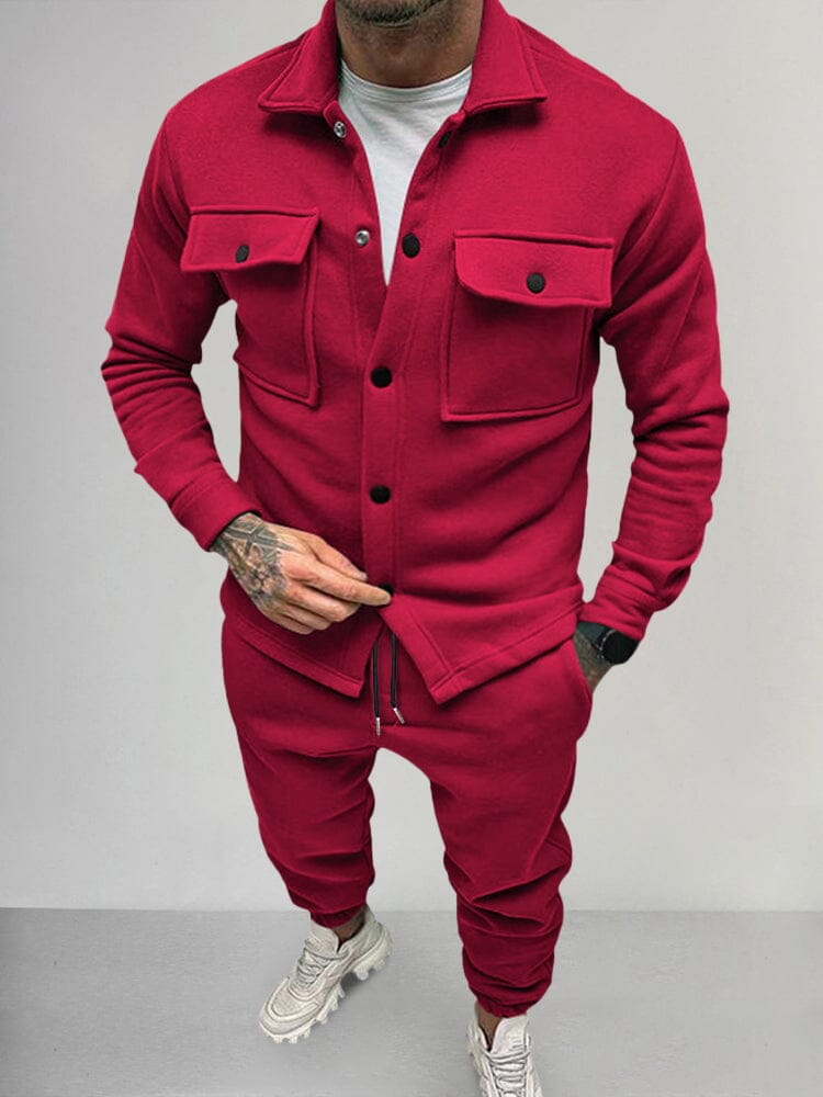 Casual Suede 2-Piece Set Sets coofandy Red M