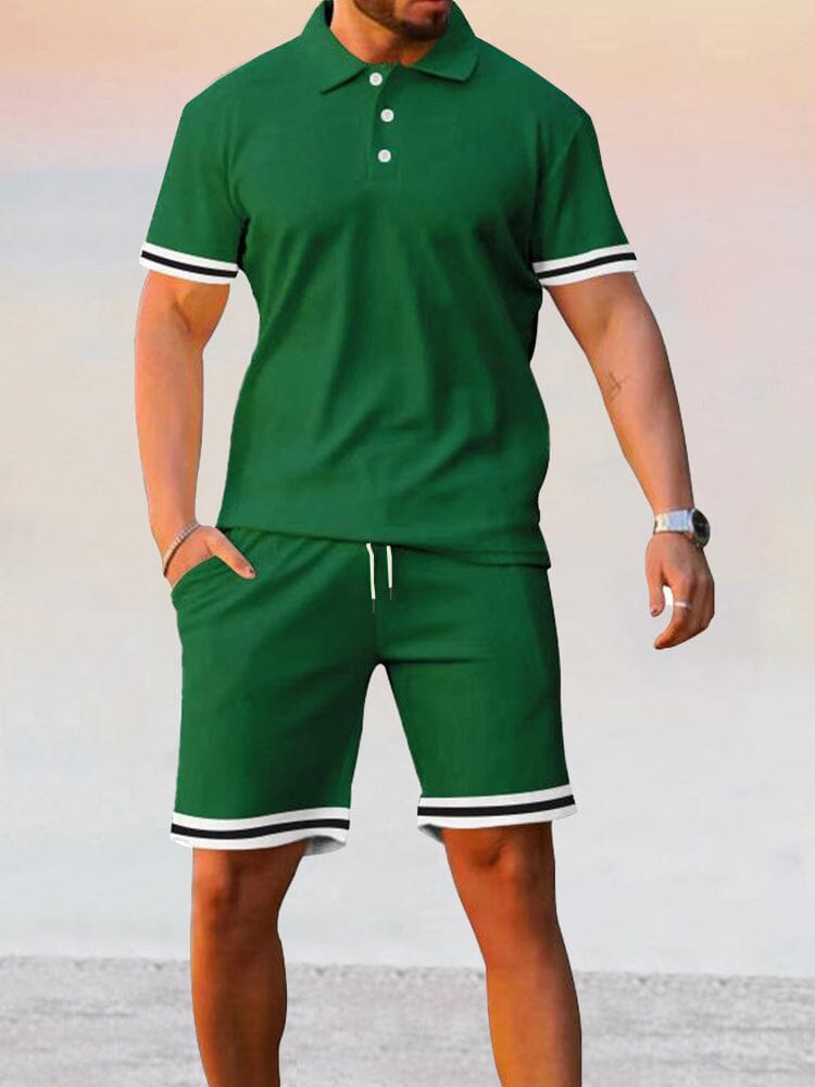 Athleisure Stretch Polo Shirt Sets Sets coofandy Green M